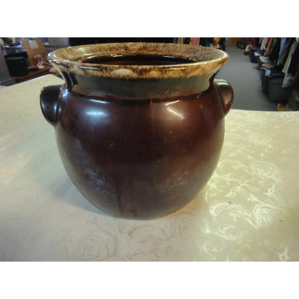 Vintage Hull USA oven proof brown pot 6" x 6"‎ planter crock